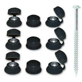 100 x Black Roofing Caps and 100 x 3" Pan Head Corrugated Roofing Screws