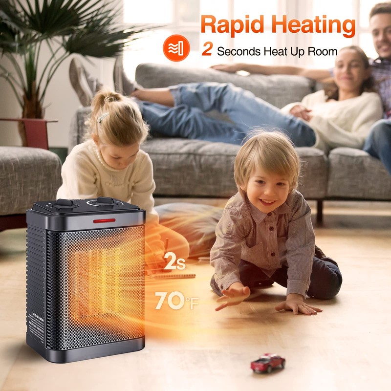 Space Heater for Indoor Use, 1500W PTC Ceramic Heater with