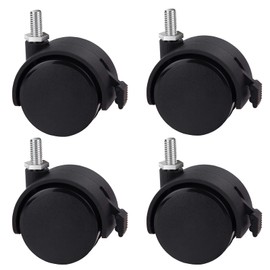 Guildrey Threaded Caster, M8-1.25 Swivel Stem for Replacement, Set of 4 Office Chair Wheels Twin Caster Wheels with Locking Brake