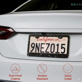 2 Pack Bling License Plate Frame with Crystals, Sparkly Rhinestone Car Plate Holder with Screw Caps, Stylish Diamond License Plate Cover for Women, Universal Fit, Gift Box Packaging(Black)