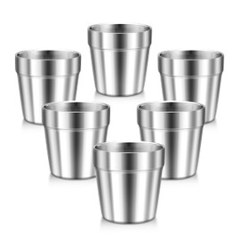 HaWare Stainless Steel Cups for Toddler Kids, 6 Ounce Double Wall Insulated Drinking Cups, Metal Cups for Children Training, Stackable Mugs for Home Restaurant, Shatterproof & Dishwasher Safe- 6 Pack