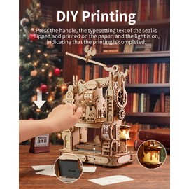 ROKR 3D Puzzle LK602 for Adults, Classic Printing Press Wooden Puzzles Model Building Kits, DIY Wood Crafts Cool Toys for Kids Birthday Gifts,Collage Aesthetic, Art Hobbies for Men Women