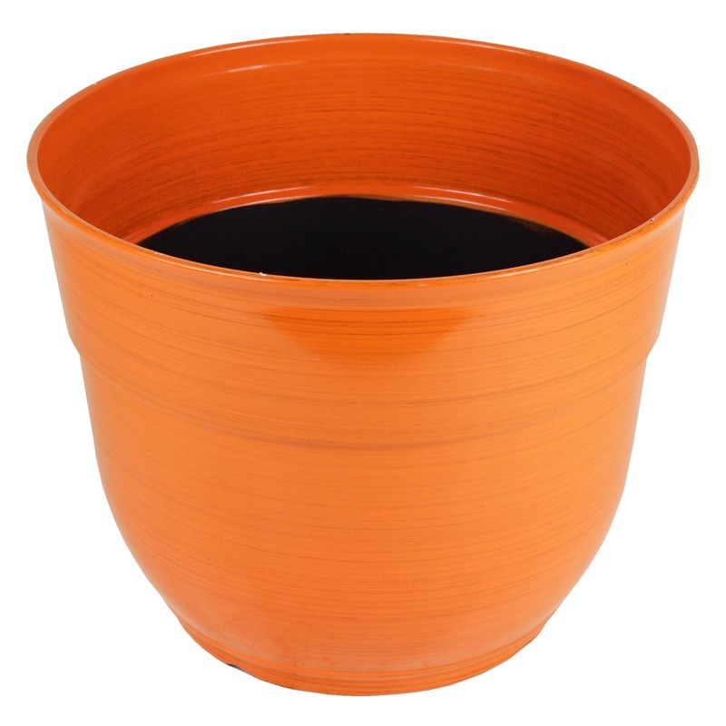 Garden Elements Indoor/Outdoor Glazed Brushed Happy Plastic Planter, Large, Bright