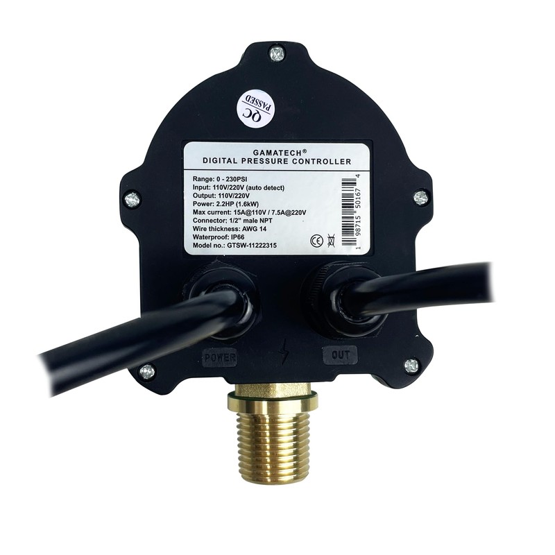 GamaTech 110V/220V 15A/7.5A Pressure Switch for Water Pump and Air