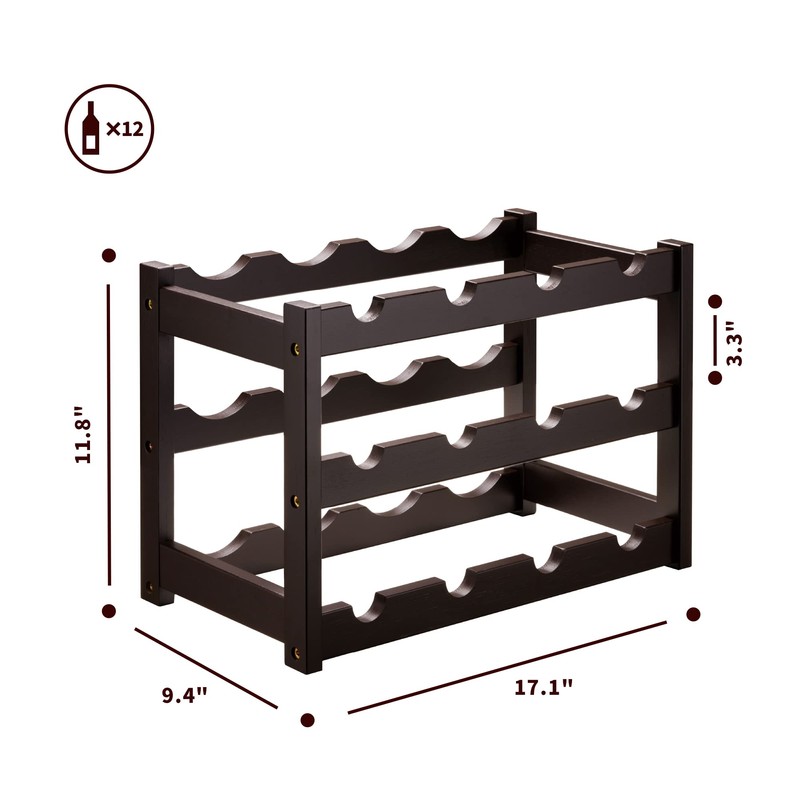 VASMIA Bamboo Wine Rack, Sturdy and Durable Wine Storage Cabinet