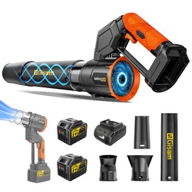 Electric Leaf Blower Cordless -850CFM, 250+MPH, 3000W Brushless Leaf Blower with 2×6.0Ah Batteries, 180° Rotatable 2-in-1 Handheld Blower, 3-Speed for Lawn Care/Yard/Car/Patio