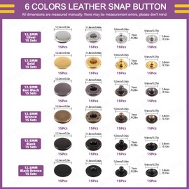 Swpeet 90 Sets 12.5mm Leather Snap Fasteners and Snap Pliers Press Pliers Install Tools Sets with 4Pcs Fixing Tools Assortment Kit, Leather Snaps Metal Snaps Metal Button for Clothes, Jackets, Jeans