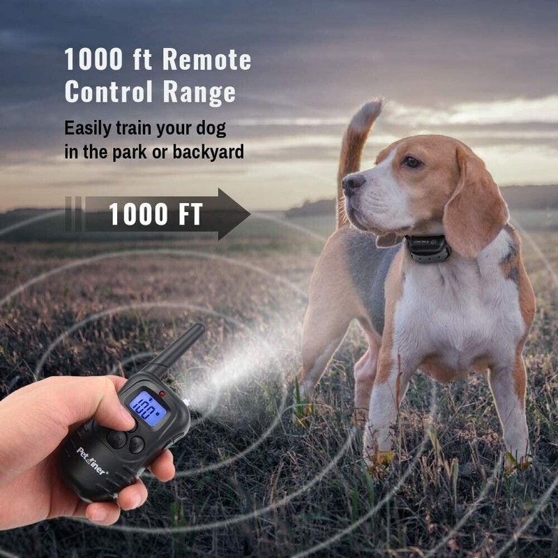 Petrainer 2Pcs Dog Shock Training Collar Rechargeable with LCD Remote