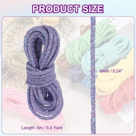 PATIKIL Sequins Rope, 5.5 Yard 6mm Sequins Rhinestone Tube Cord for Wedding Dresses Earring Costume Clothing Shoes Jewelry DIY Crafts Making Accessory, Purple