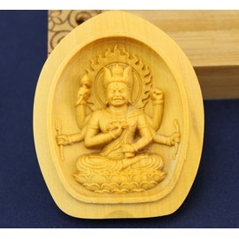木彫 of Buddhist Buddha 愛染明王 Guardian 本尊 Tsuge Boxwood