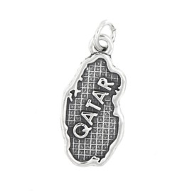 LGU Sterling Silver Oxidized Textured Country Map of Qatar Charm