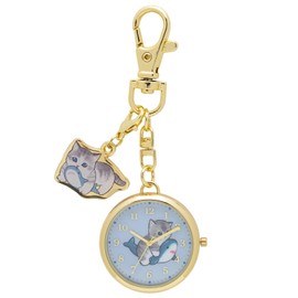 Fieldwork MSD003-5 Women's Pocket Watch, Analog Keychain Watch, Beige,, blue, Enamel