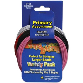 Pepperell Pony Bead Lacing Cord Variety Pack, 60-Feet, Primary Colors