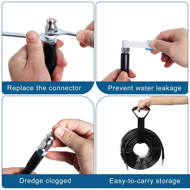 150FT Sewer Jetter Kit for Pressure Washer 5800PSI Drain Cleaner