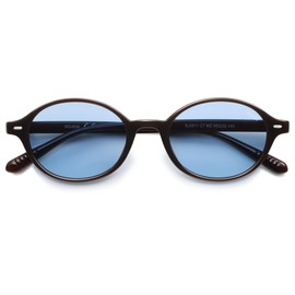 SOJOS Retro Trendy Oval Polarized Sunglasses Womens Mens, 90s Small Narrow Slim Chic Round Sunnies SJ2611, Dark Brown/Blue