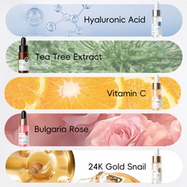 LAIKOU Serum Gesicht, Collagen Serum für Gesicht, 17ml x 5 Feuchtigkeits Serum für Gesicht Essence, für Alle Hauttypen Verfeinerte Poren