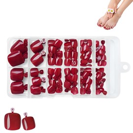 120 Stück Rote Press on Nails Füße, Fußnägel Zum Aufkleben Fussnägel Zum Kleben Press on Toenails Für Füße Zum Aufdrücken Und Aufkleben Der Zehennägel