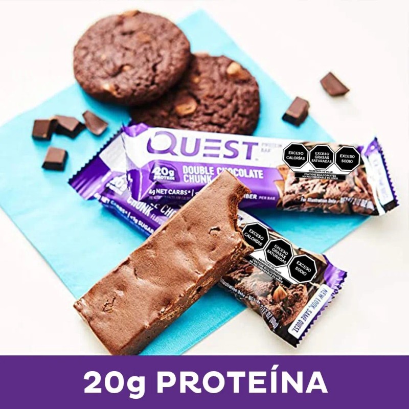 Barra De Proteína Quest Nutrition Sabor Doble Choco En Trozos