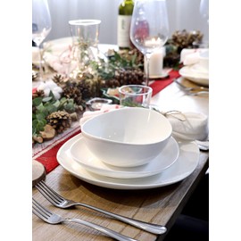 Sweese 102.401 Porcelain Bowls - 18 Ounce for Cereal, Salad, Dessert - Set of 4, White