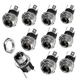 Hailege 10pcs DC Power Jack Socket Female Panel Mount Connector 3 Pin 5.5 x 2.1mm