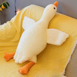 Maomoto White Goose Stuffed Animal,85cm Large Goose Plush Toy,Huge Goose Plush Toys Duck Plush Toy Birthday Gift, Soft, Goose Plush Soft Swan Hugging Pillow, Gift for Kids and Friends