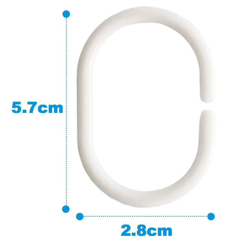 Armo® 24 x Plastic C Shaped Shower Curtain Hooks White