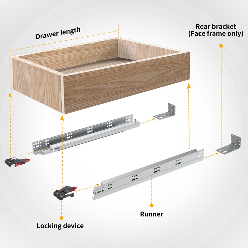 BAIDICE 1 Pair Soft Close Drawer Slides 9 12 15