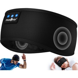MUSICOZY Sleep Headphones Bluetooth 5.4 Headband, Sports Wireless Earphones Sweat Resistant Earbuds Sleeping Headphone with Ultra-Thin HD Stereo Speaker for Workout Running Cool Gadgets Unique Gifts
