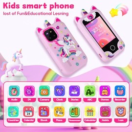 Teléfono Inteligente para Niñas, Regalos de Navidad y Cumpleaños para Niñas de 3-10 Años, Juguetes para Niños, Teléfono Celular, Pantalla Táctil de 2.