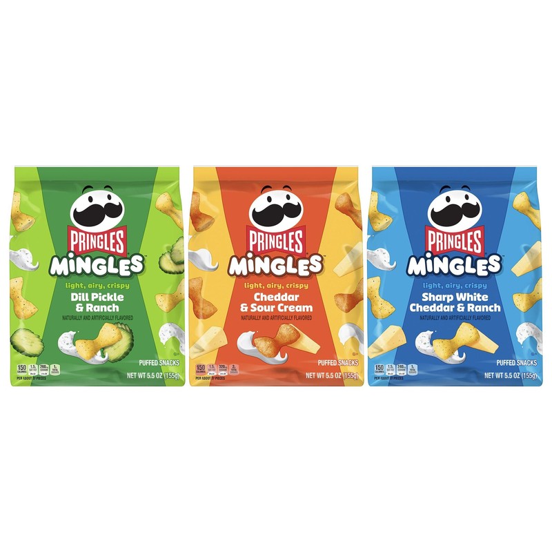 Pringles Mingles Puffed Snacks, Variety Pack, Cheese Puffs, Salty Snacks