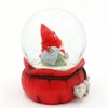 Snow Globe Christmas Gnome with Gift Bag on Red Base
