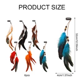 SSKHE 6 PCS Feather Hair Clip Boho Hair Extensions DIY Accessories Handmade Hair Feathers Extensions Hippie Hairpin Headdress for Women Girls Handmade Hairpin Headdress Halloween Cosplay Costume