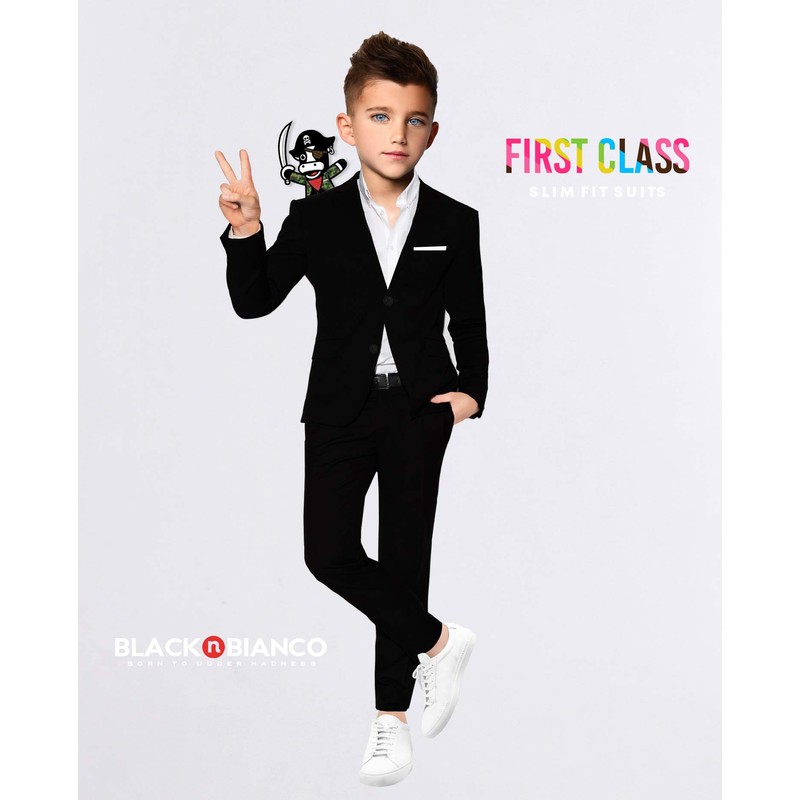 Black n Bianco Boys' First Class Slim Suits Black 5