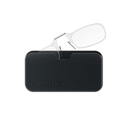 ThinOptics unisex-adult Reading Glasses + Black Universal Pod Case | Clear Frames, 1.50 Strength Readers Clear Frames / Black Case, 44 mm