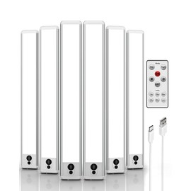 EZVALO Under Cabinet Lights,14.5'' Motion Sensor Light Indoor Dimmable, Super Bright 4000mAh Rechargeable Closet Lights 5700K with Remote Control, Wireless Under Counter Light for Kitchen (6 Pack)