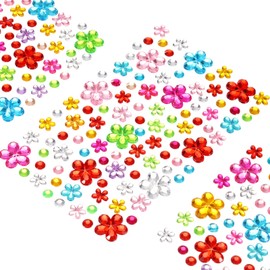 uxcell 505 Pcs Gems Stickers for Crafts, 5 Sheet Self-Adhesive Gems Bling Flower Rhinestone Stickers, Crystal Crafts Jewelry Stickers for Party Table Decorations, Multicolor