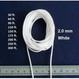 Blind 2.0 mm White Lift Pull String Cord for Window Blinds & Shades, 30-300 ft - 30 feet