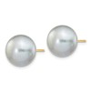 14K Yellow Gold 10-11mm Grey Button FW Cultured Pearl Stud