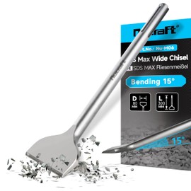 Nucraft SDS-Max Tile Chisel 300 x 80 mm, Angled Spade Chisel with 15° Working Angle, Super Hardened Steel