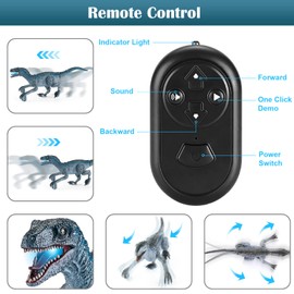 URBZUE Remote Controlled Dinosaur Toy for Children, RC Dinosaur Electric Toy with LED Light and Sound, Realistic T-Rex Walking Roar, Dino Toy, Boys Girls