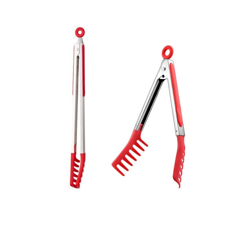 Red Stainless Steel Pasta Tong, Large 13" Stainless Steel Spaghetti