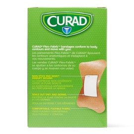 CURAD Flex-Fabric Adhesive Fingertip Bandages, Skin-Friendly Adhesive, 2 x 1.75 Inches, Breathable Fabric, 100 Bandages Per Box