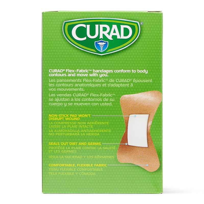 CURAD Flex-Fabric Adhesive Fingertip Bandages, Skin-Friendly Adhesive, 2 x 1.75