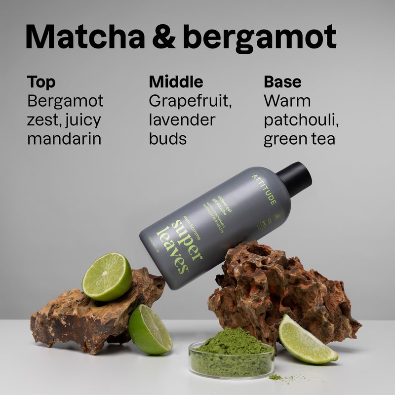 ATTITUDE Shower Gel Body Wash for Men, 98% Natural Origin