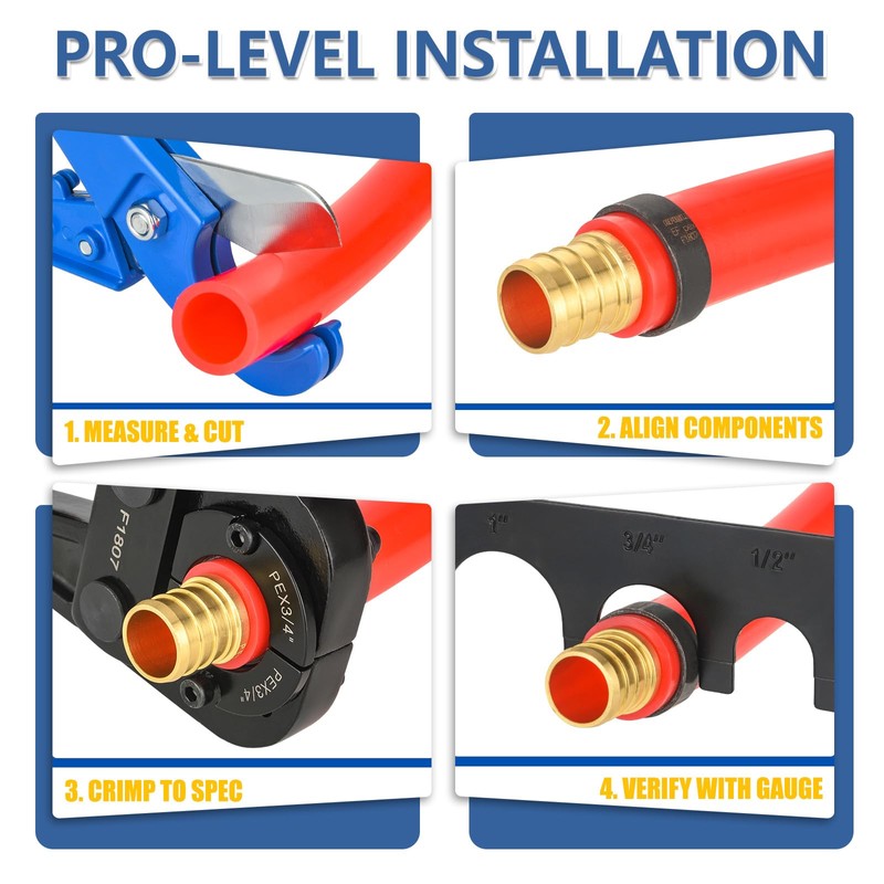 100Pcs GUOFIS PEX Copper Ring with End Stop,1/2Inch Pro Pex