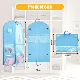 Garment Bags for Travel,Fabric Garment Bag with Pockets,Non-Woven Clothes Dance Costumes Covers And Mens Suit Pocket,40x24x3 Inch Dress Carry Storage,Large Garments Coat Protector (Blue)