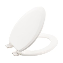 Wood Toilet Seat, Slow Close, High Gloss Finish, Premium Moulded Wood, White, PIKLiDS (Elongated)