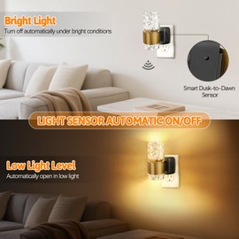 SCNNC Dimmable LED Night Light, 2 Pack Night Lights Plug into Wall with 0-100 LM Adjustable Brightness Bubble Design Night Lights with Dusk to Dawn Sensor 3000K Acrylic for Hallway Bathroom, Stairway