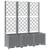 vidaXL Garden Planter with Trellis - Light Gray, Polypropylene -