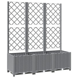 vidaXL Garden Planter with Trellis - Light Gray, Polypropylene - 47.2"x15.7"x53.5" - Ideal for Garden, Patio, Deck, Terrace